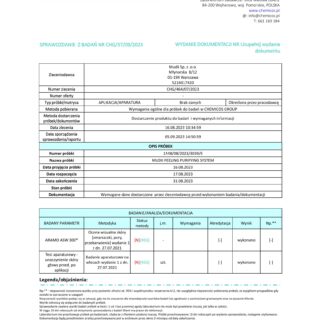 Sprawozdanie z badań produktu Mudii Peeling Purifying System przeprowadzonych przez laboratorium Chemicos Group.