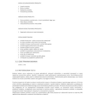 Dokument z oceną właściwości i tolerancji produktu do pielęgnacji włosów i skóry głowy.
