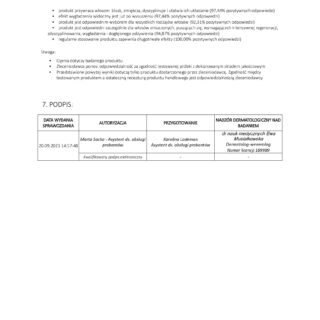 Raport podsumowujący pozytywne opinie na temat produktu do włosów i skóry głowy Chemicos Group