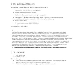 Dokument opisujący parametry produktu MUDII Conditioner Hydrating System oraz skład INCI.