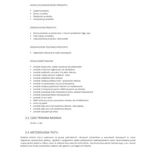 Raport oceny cech i właściwości produktu do włosów od Chemicos Group