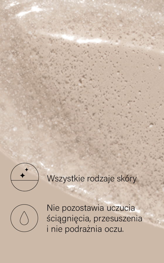 Żel oczyszczający odpowiedni dla wszystkich rodzajów skóry, nie powoduje przesuszenia ani podrażnienia oczu.